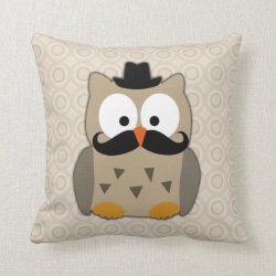 Owl with Mustache and Hat Pillows