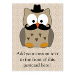 Owl with Mustache and Hat Postcards