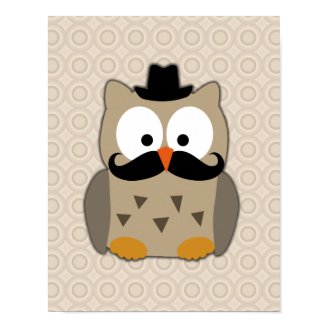 Owl with Mustache and Hat Posters