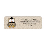 Owl with Mustache and Hat Return Address Labels