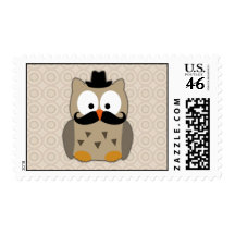 Owl with Mustache and Hat Stamps