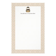 Owl with Mustache and Hat Stationery