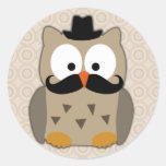 Owl with Mustache and Hat Sticker