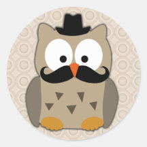 Owl with Mustache and Hat Sticker