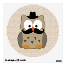 Owl with Mustache and Hat Wall Graphics