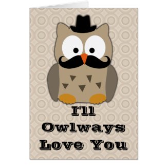 Owl with Mustache Valentine's Day Cards