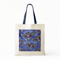 Owl with sugar skull in red white and blue. tote bag