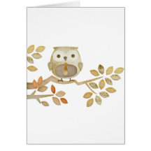 Owl with Tie in Tree Greeting Cards
