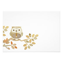 Owl with Tie in Tree Invitation