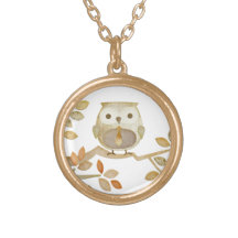 Owl with Tie in Tree Necklace
