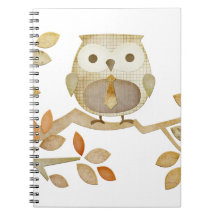 Owl with Tie in Tree Notebook