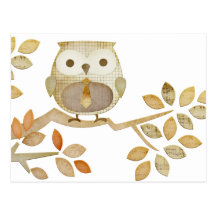 Owl with Tie in Tree Postcard