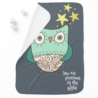 Owl with You are Precious in His Sight Lyrics Baby Blankets