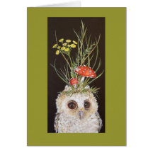 owlet card with toadstool hat