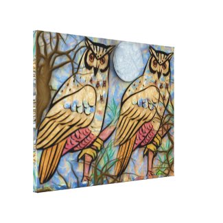 Owls2 Stretched Canvas Print