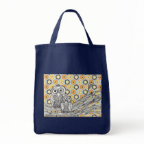 Owls 14 Grocery tote bag by kewzoo Owls 14 Grocery tote bag