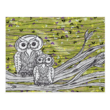 Owls and Butterflies Post Card
