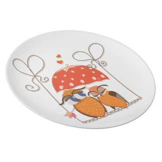 Owls and Hearts plate