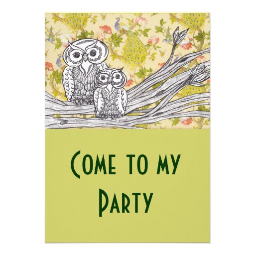 Owls and Peacocks Invitations