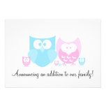 Owls Birth Announcement for a Boy