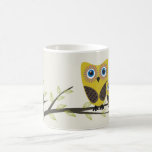 Owls couple on the tree. coffee mugs