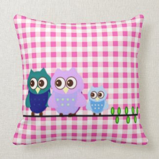 Owls Family American Mojo Pillow mojo_throwpillow