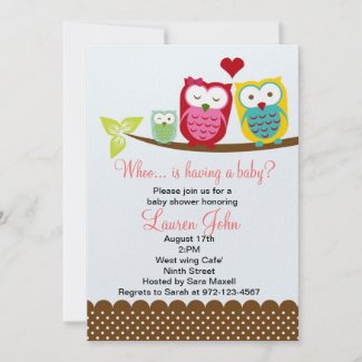 Owls family baby shower invitation invitation