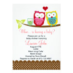 Owls family baby shower invitation