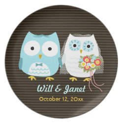 Owls Getting Married - Bride and Groom with Text fuji_plate