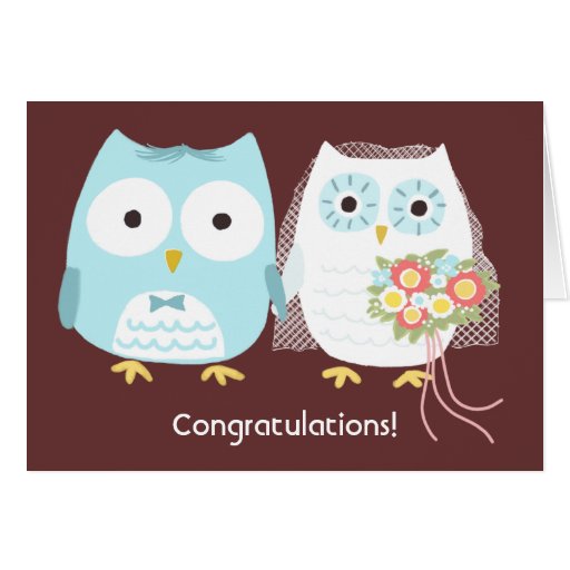 Owls Happily Ever After, Wedding Congratulations Card 