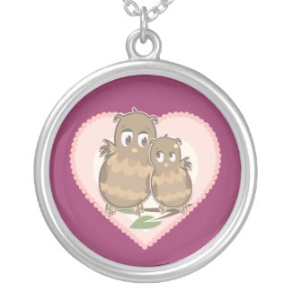 Owls Hearts Love necklace