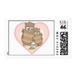 Owls Hearts Love postage