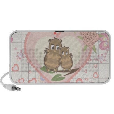 Owls Hearts Roses Travel Speaker