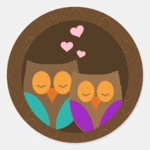 Owls in a Nest Round Sticker