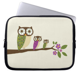 Owls in a row cover laptop sleeve