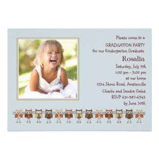 Owls in a Row Photo Graduation Invitation