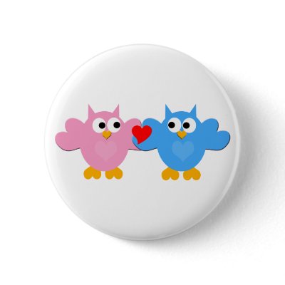 Owls in Love Button by 50thbirthdaygifts