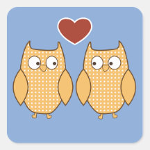Owls in Love Square Stickers