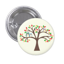 Owls in Tree Pinback Buttons