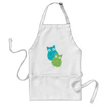 Owls of Blue and Green aprons by candystore Owls of Blue and Green aprons