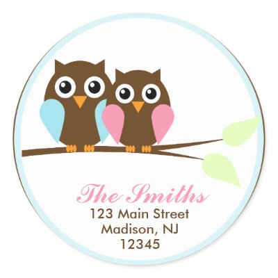 Owls on a Branch Address Labels sticker