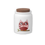 Owls Red Pink Cartoon Owl Heart Spare Change Bank Candy Dishes