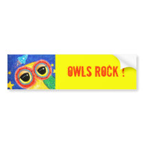 Owls Rock Bumper Sticker bumper stickers by udonchow Owls Rock Bumper Sticker bumper stickers