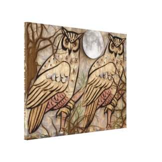 Owls Stretched Canvas Print