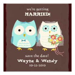 Owls Wedding Bride and Groom Save the Date Personalized Announcement