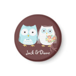 Owls Wedding Bride and Groom w/ Customizable Text Refrigerator Magnet
