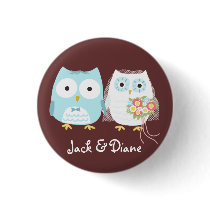 Owls Wedding buttons