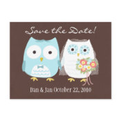 cute Owls Wedding Save the Date postcard