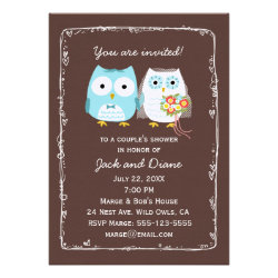 Owls Wedding Shower for Bride and Groom Custom Invitation