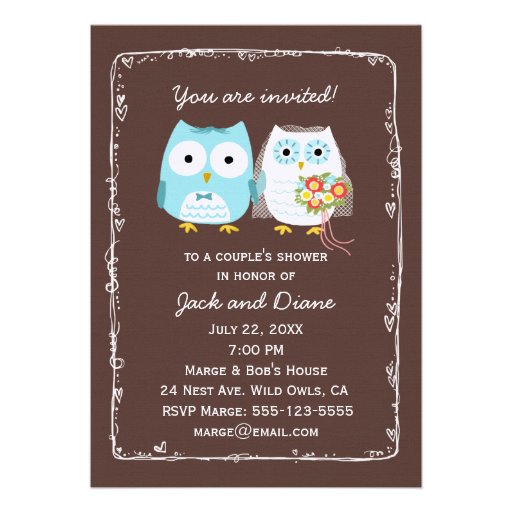 Owls Wedding Shower for Bride and Groom Custom Invitation